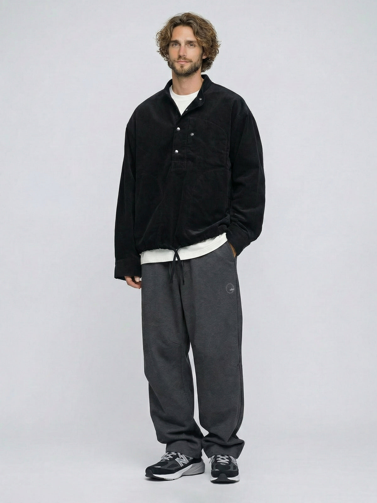 Corduroy Stand-Collar Pullover Shirt