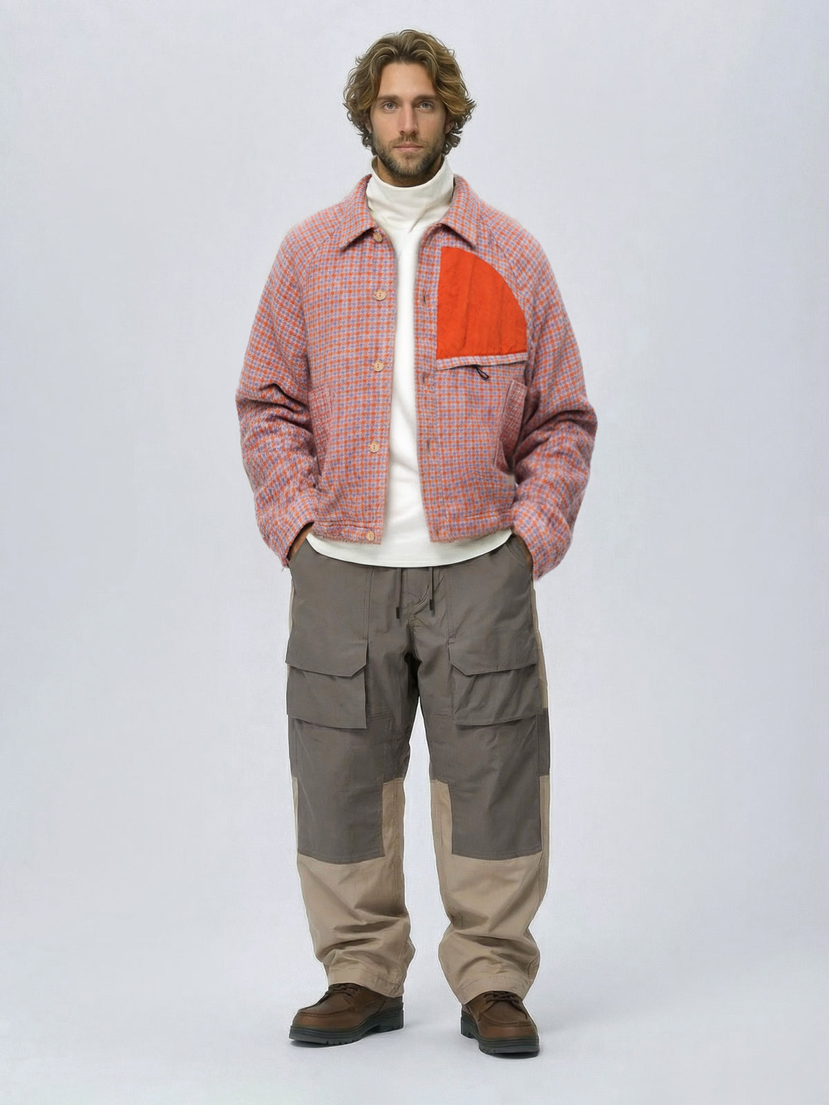 Wool-Nylon Tweed Short Shirt Jacket