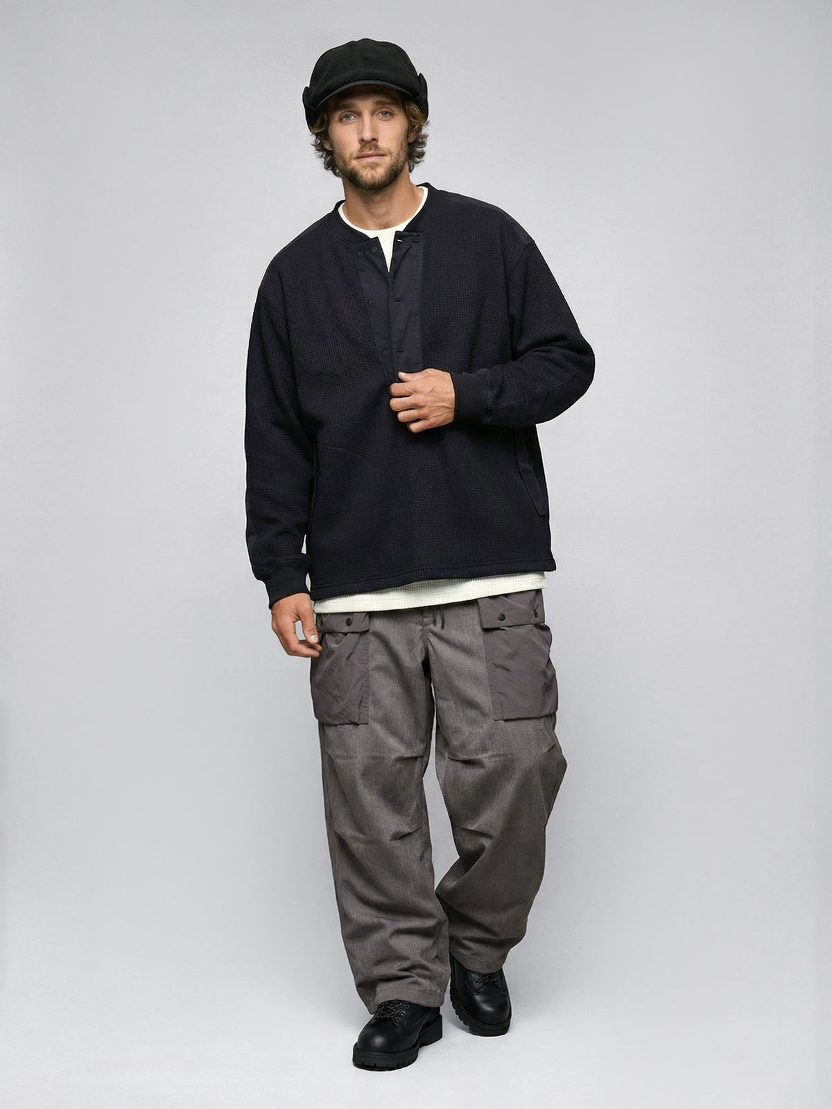 Functional Waffle Henley Shirt