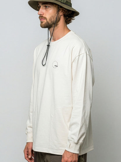 Wide Back-Circle-Print Long Sleeve Tee