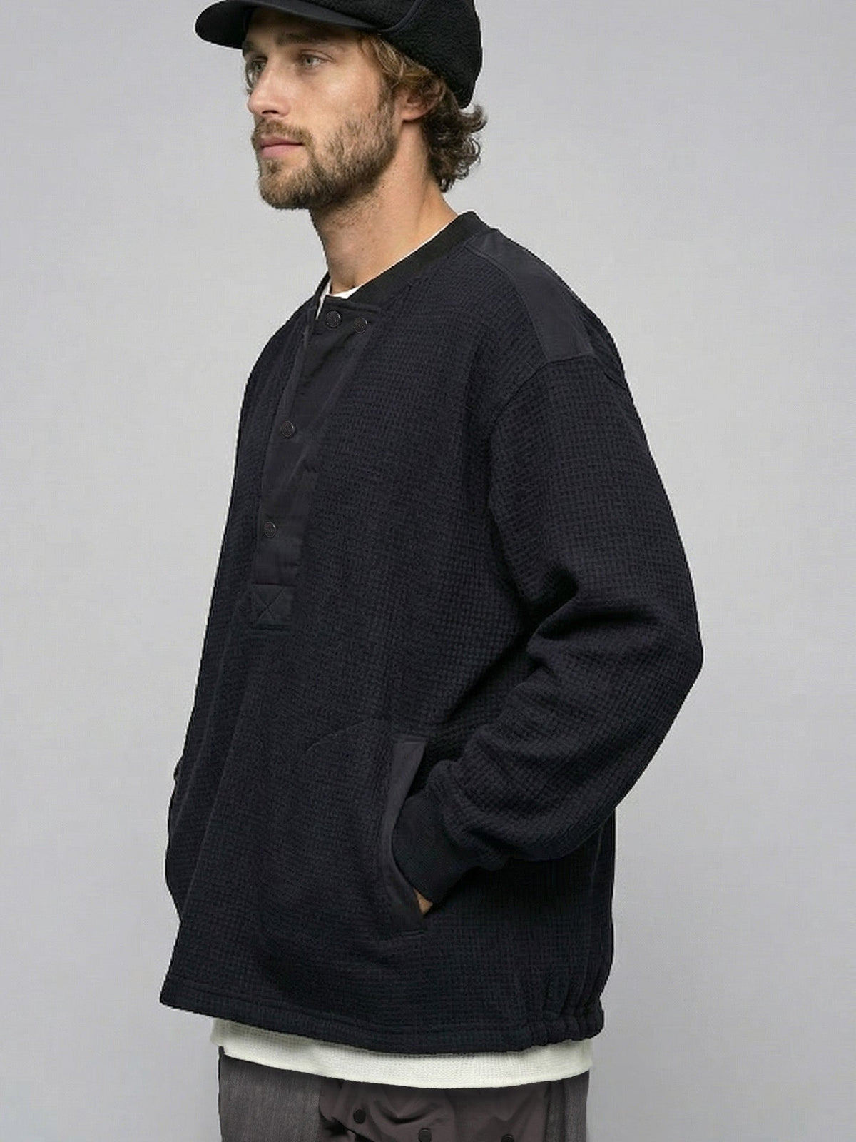 Functional Waffle Henley Shirt