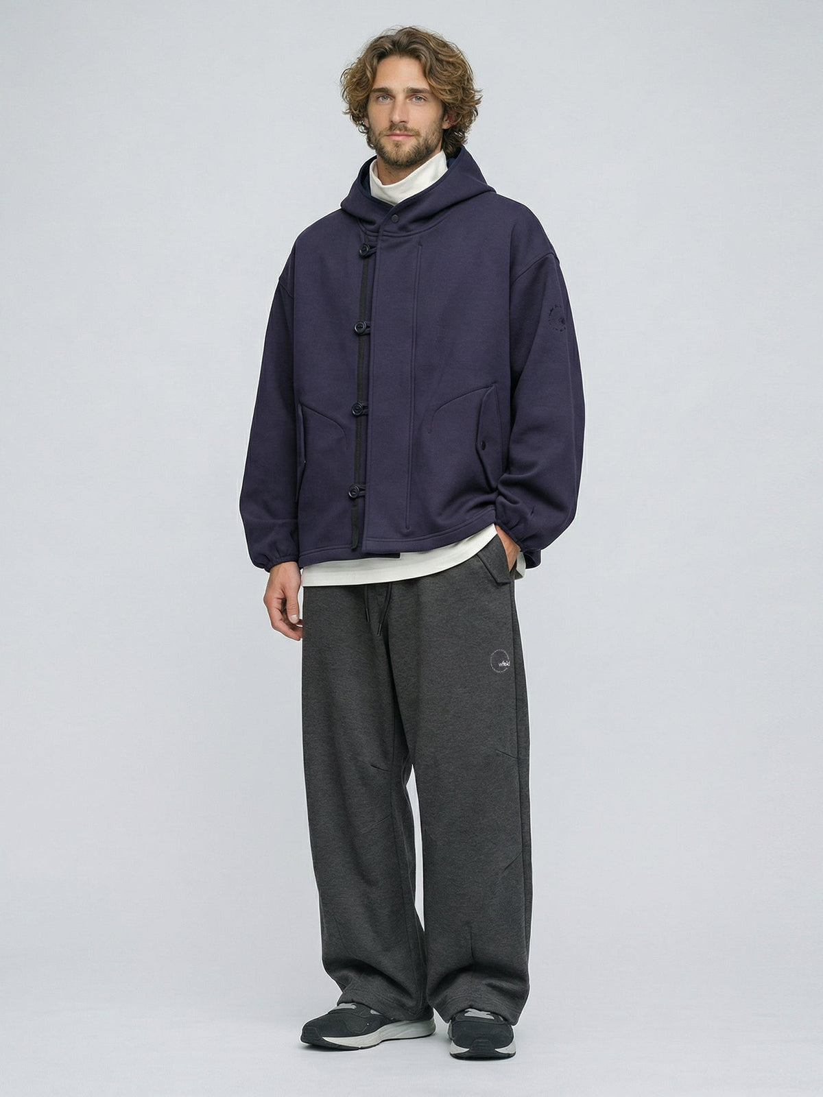 Binding-Stretch Hoodie Jacket
