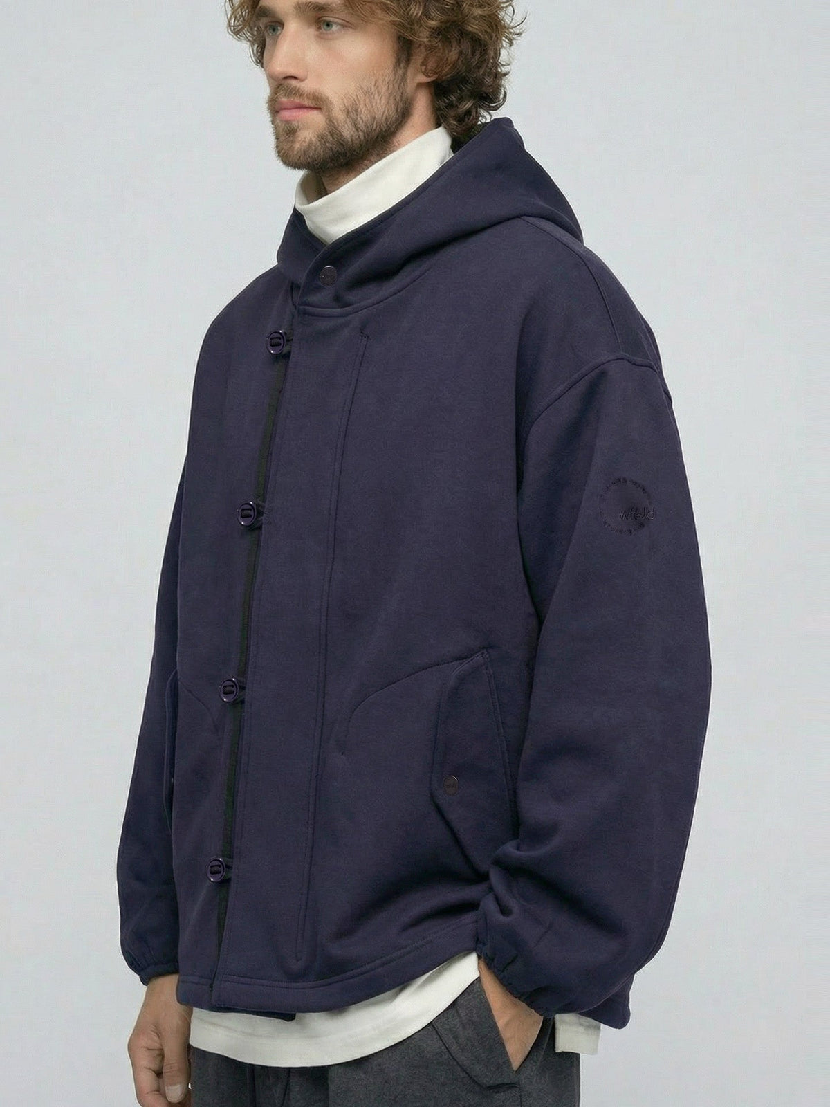 Binding-Stretch Hoodie Jacket