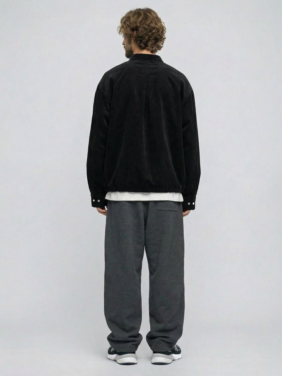 Corduroy Stand-Collar Pullover Shirt