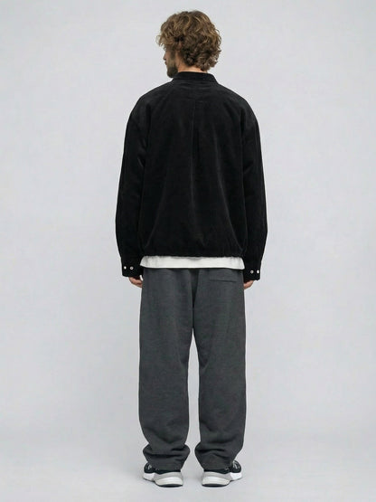 Corduroy Stand-Collar Pullover Shirt